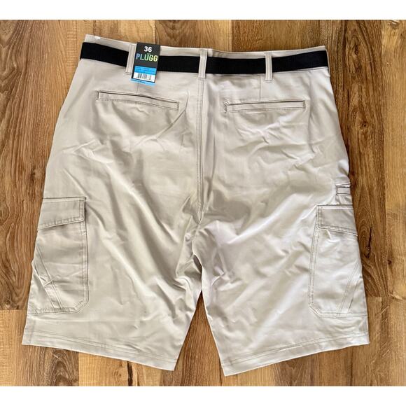 Plugg Men’s Cargo Shorts & Adjustable Belt,7 Pocket Khaki,Size 36 -NWT - Picture 2 of 5